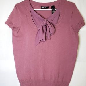 Axcess Women's Mauve Sweater Short Sleeve Tie Accent Size L